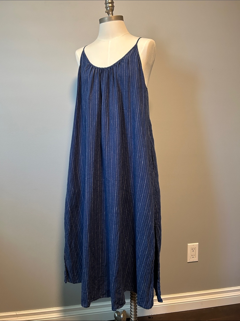Lou & Grey For Loft Linen Striped Boho Dress